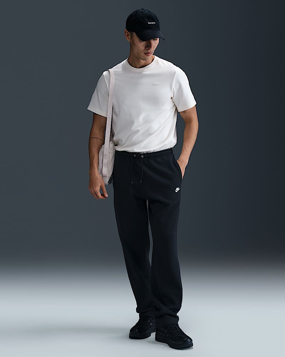 Nike Club Men's Open-Hem Fleece Trousers - Black/Black/White