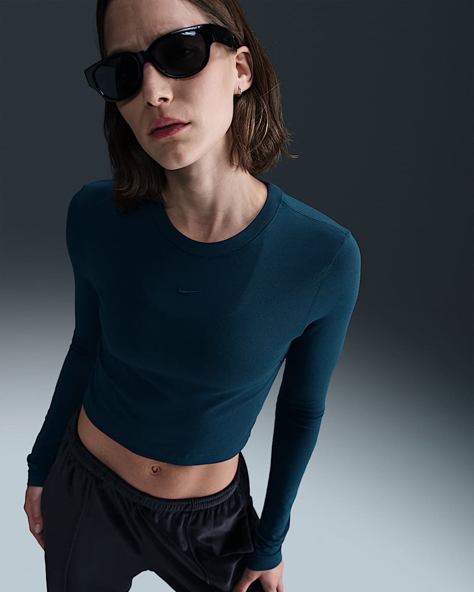 Nike Sportswear Chill Knit Women's Slim Long-Sleeve Cropped Top - Armory Navy