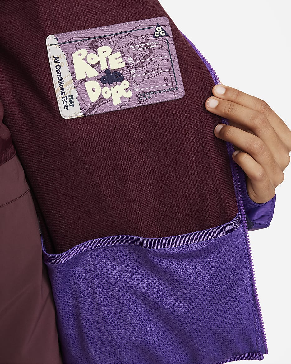 Chamarra para niños talla grande Nike ACG Storm-FIT "Rope De Dope" - Polvo violeta/Morado cosmos/Morado tinta/Polar