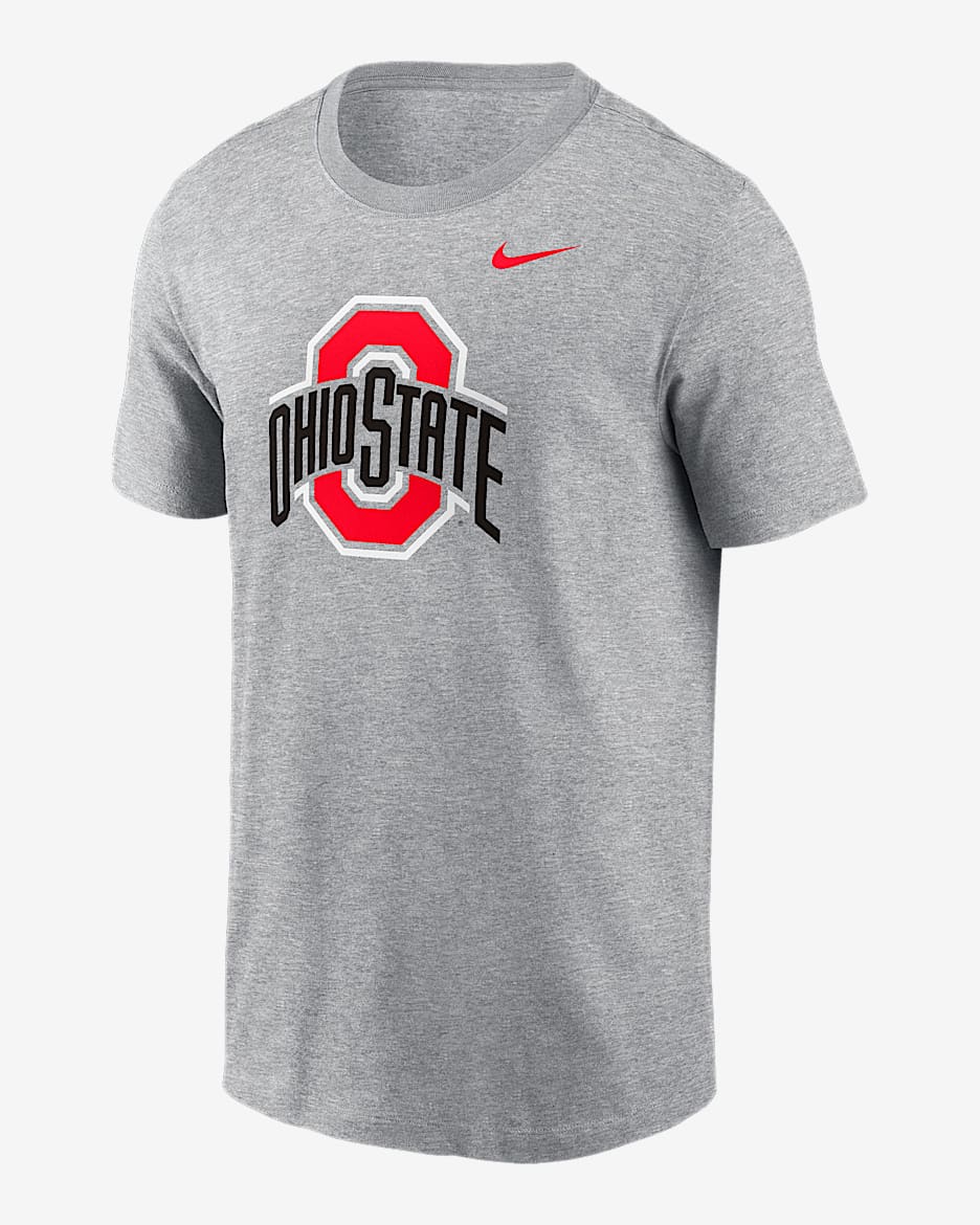 Playera universitaria Nike para hombre Ohio State Buckeyes Primetime Logo - Gris oscuro jaspeado