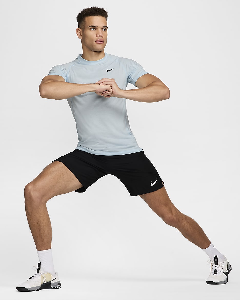 Haut de fitness à manches courtes Dri-FIT Nike Flex Rep pour homme - Glacier Blue/Noir