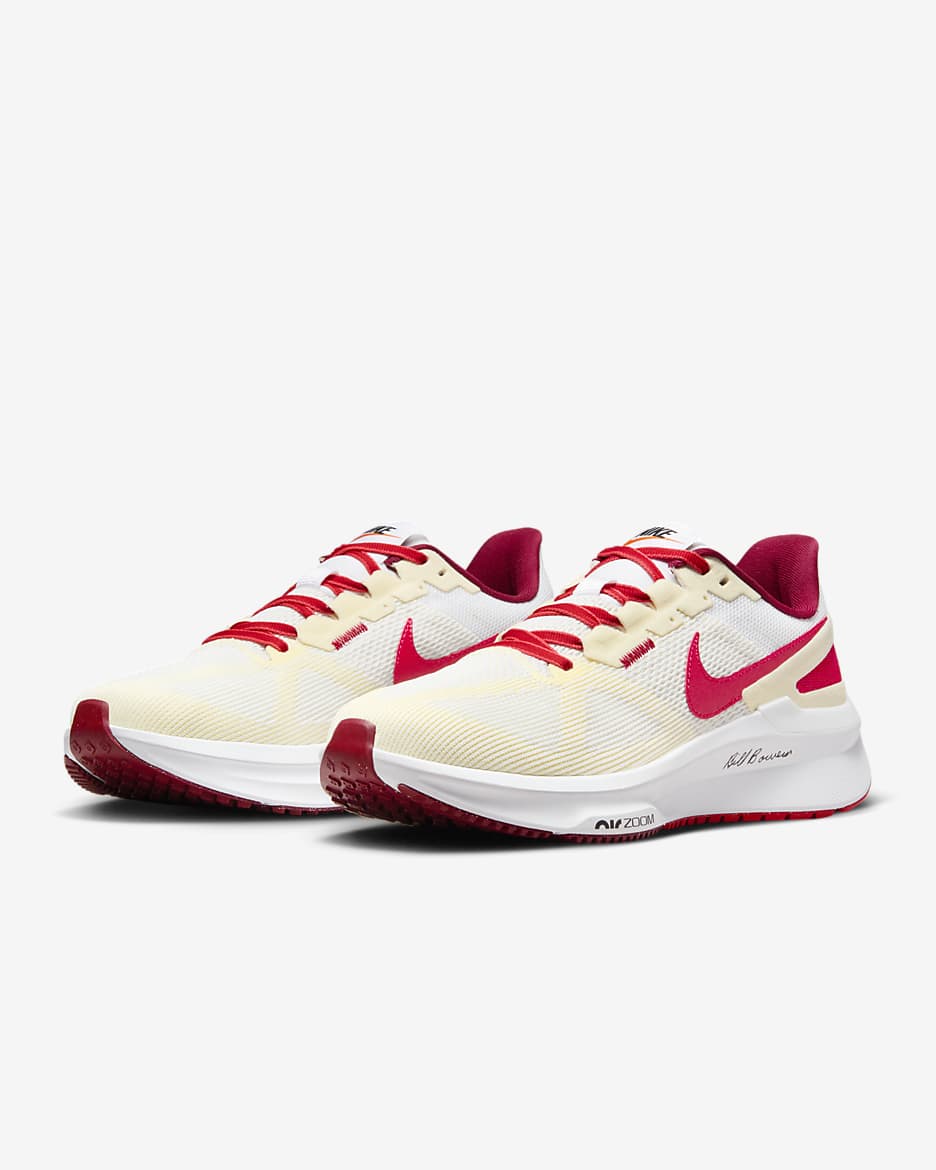 Tenis de correr en carretera para hombre Nike Structure 25 Premium - Blanco/Leche de coco/Rojo sirena/Rojo universitario