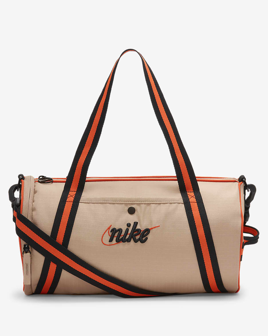 Nike Heritage Retro 帆布包 (13 公升) - Hemp/Rush Orange/黑色