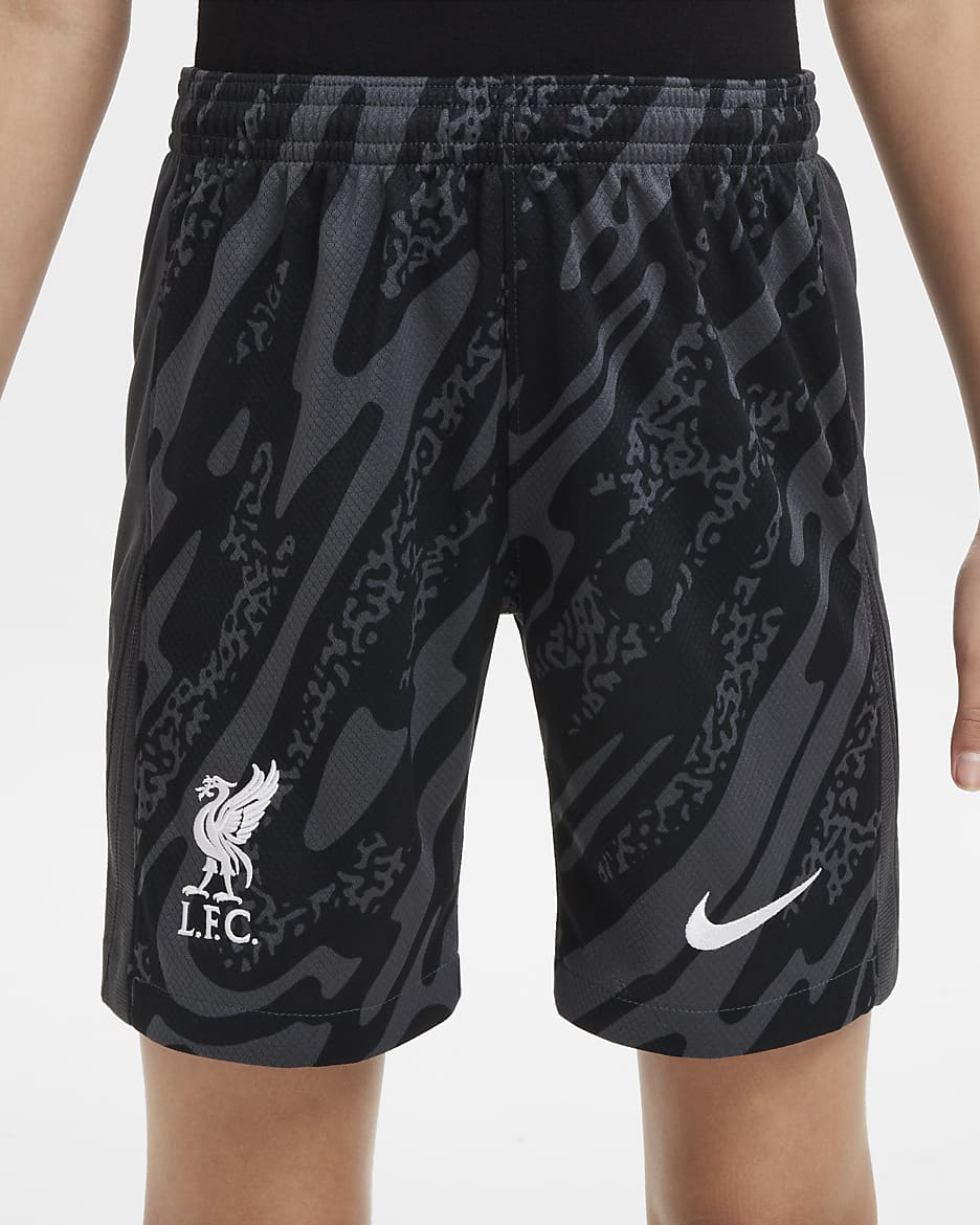 Liverpool FC 2024/25 Stadyum Kaleci Nike Dri-FIT Genç Çocuk Futbol Taraftar Şortu - Anthracite/Siyah/Beyaz