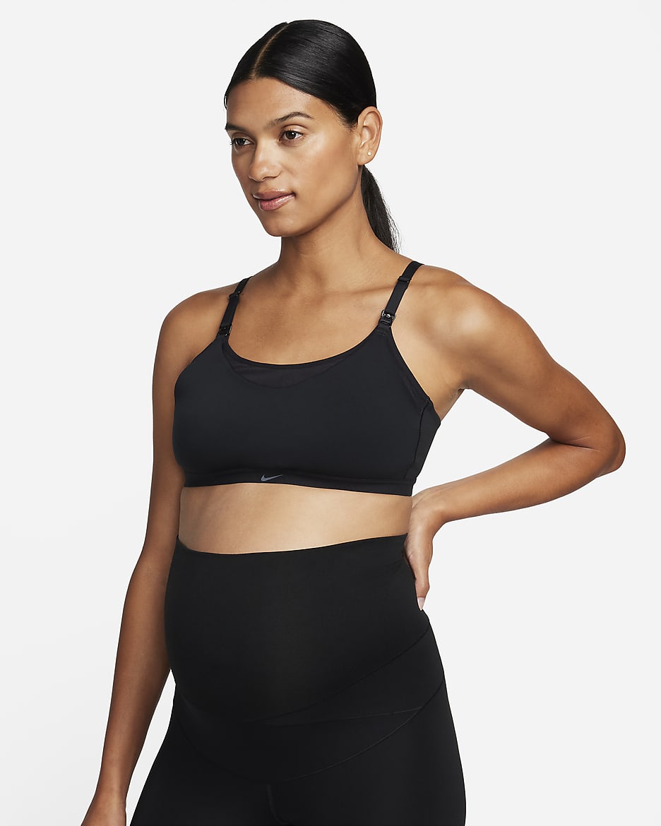 Bra a sostegno leggero con fodera leggera Nike Alate (M) – Donna (Maternità) - Nero/Cool Grey