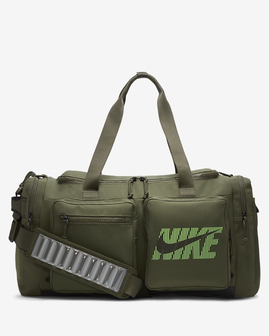 Nike Utility Power Graphic Training Duffel Bag (Medium) - Cargo Khaki/Cargo Khaki/Green Strike
