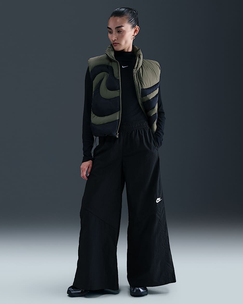Nike Sportswear Women's Wide-Leg Woven Pants - Black/Black/Sail