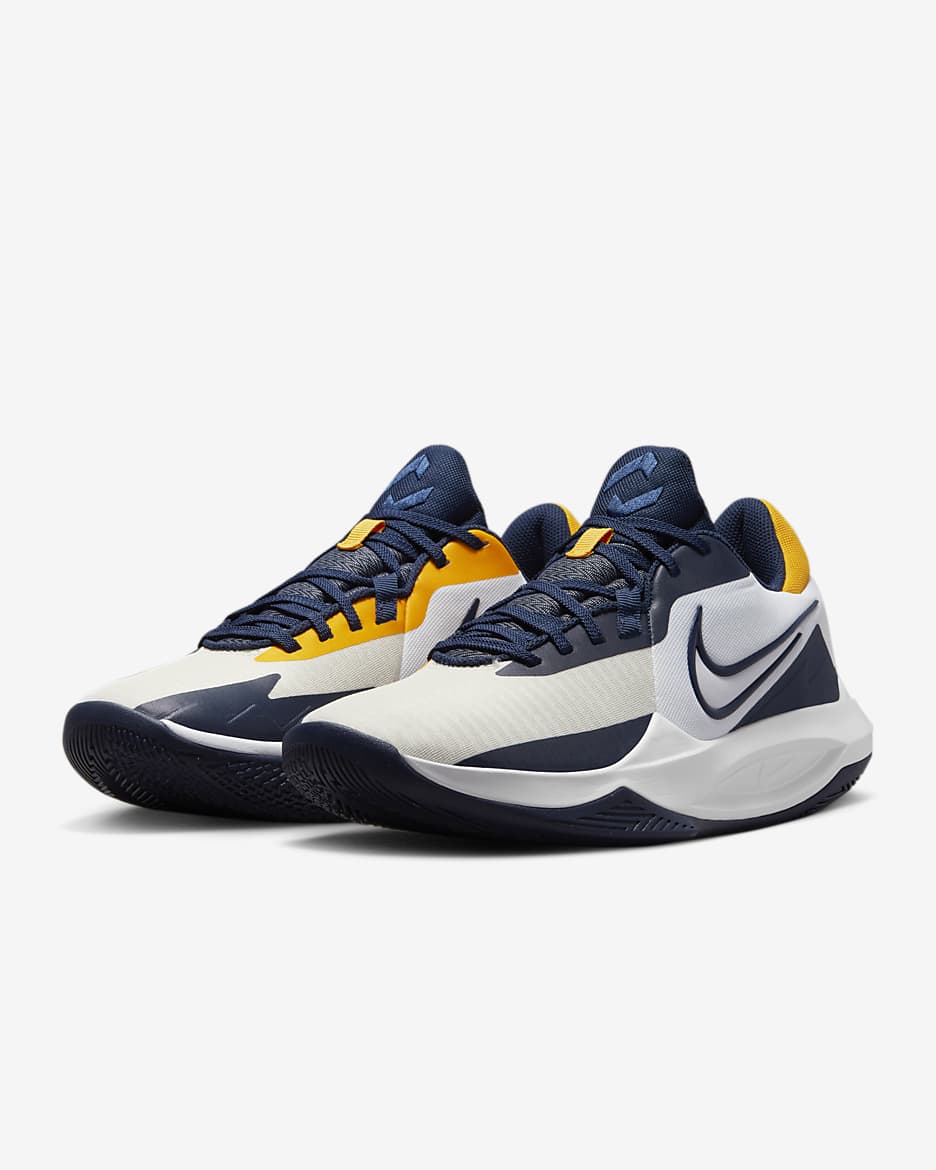 Nike Precision 6 Basketball Shoes - White/University Gold/Midnight Navy