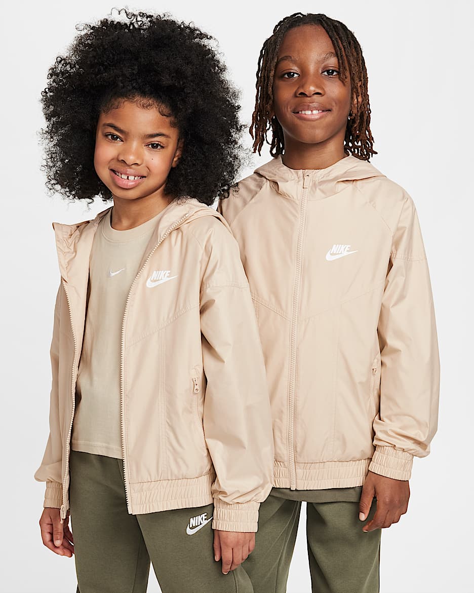 Veste à capuche déperlante Nike Sportswear Windrunner pour ado - Sanddrift/Sanddrift/Sanddrift/Blanc