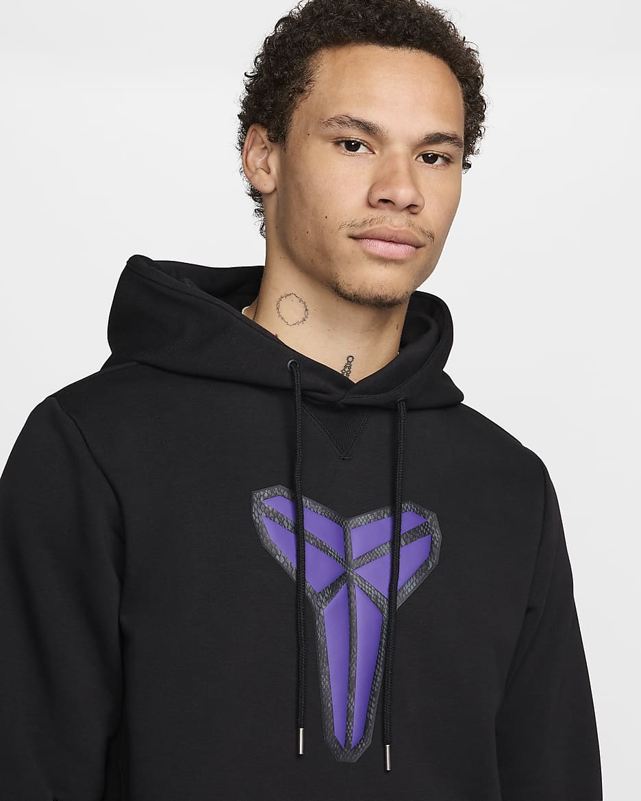 KB Men's Nike Dri-FIT Pullover Basketball Hoodie - Black/Field Purple