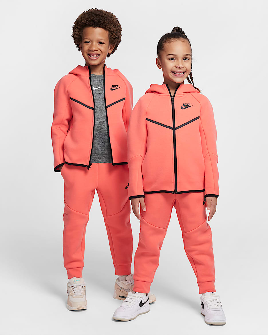 Conjunto de 2 piezas de sudadera de cierre completo Tech Fleece para niños talla pequeña Nike Sportswear - Brasa mágica