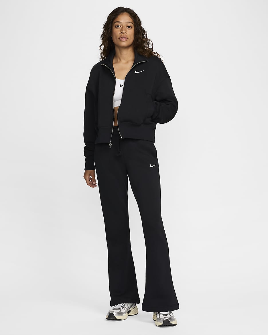 Nike Sportswear Phoenix Fleece oversized trainingsjack voor dames - Zwart/Sail