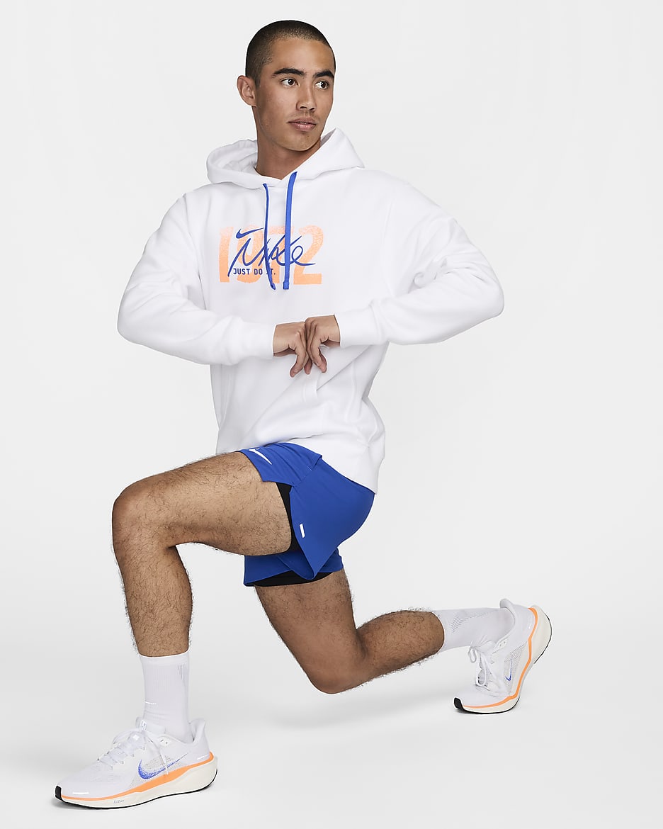 Nike Sportswear Club Fleece Men's Pullover Hoodie - White/Hyper Royal/Total Orange