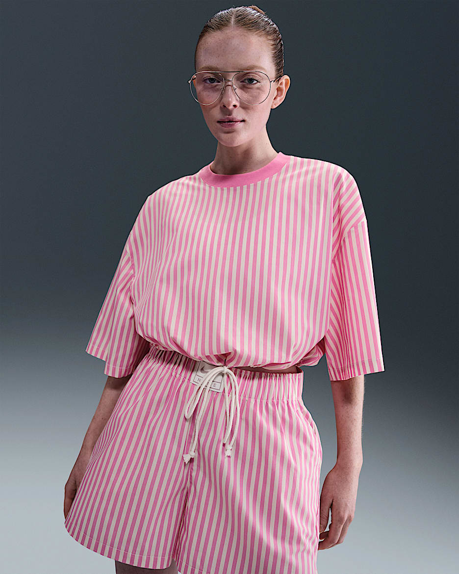 Nike Sportswear Chill Poplin Lockeres Oberteil mit Streifen (Damen) - Playful Pink/Sail/Sail