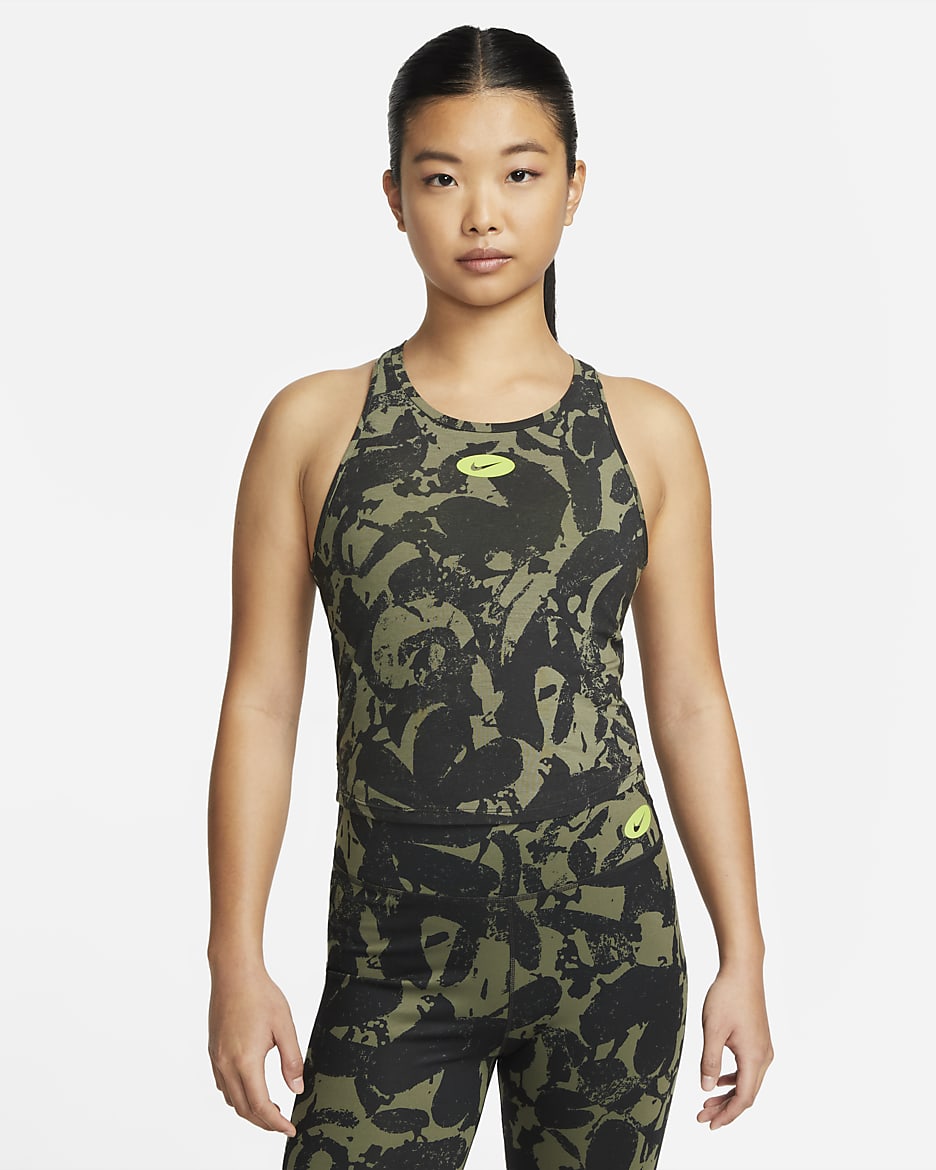 Nike Dri-FIT One Luxe Icon Clash Women's Training Tank - Black/Black/Atomic Green