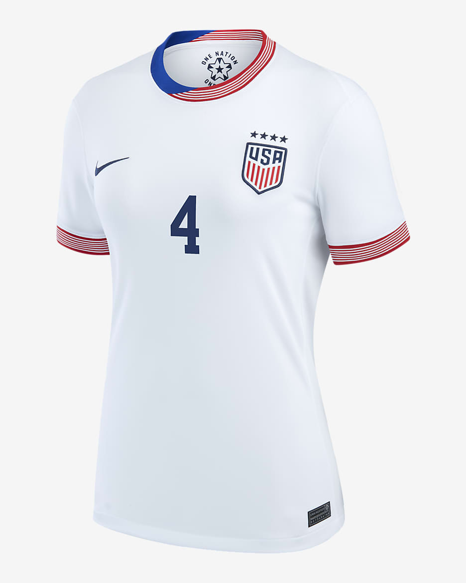 Jersey de fútbol Nike Dri-FIT de la selección nacional de fútbol femenino de Estados Unidos visitante 2024 Stadium Naomi Girma para mujer - Blanco