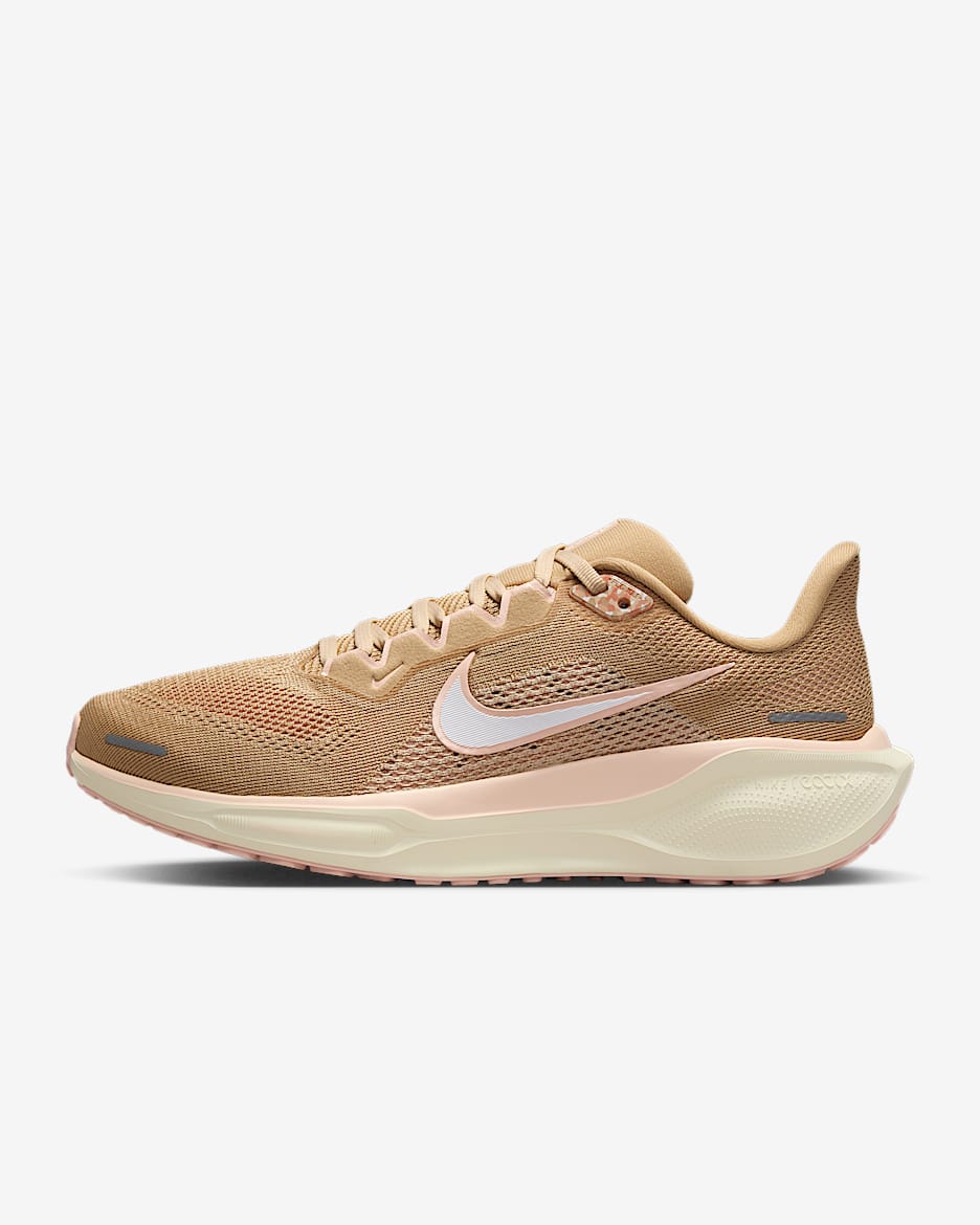 Nike Pegasus 41 Women's Road Running Shoes - Linen/Light Orewood Brown/Washed Coral/White