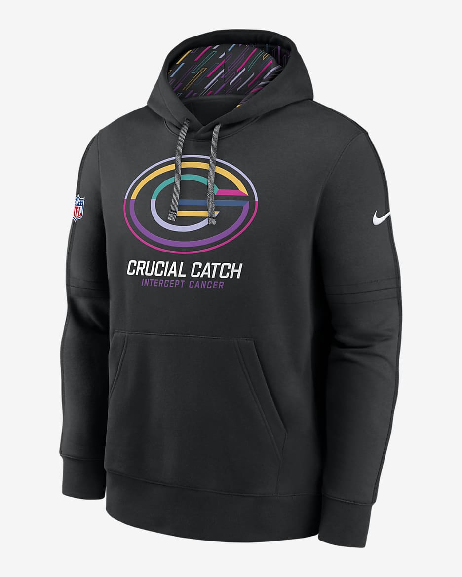 Sudadera con gorro sin cierre Nike de la NFL para hombre Green Bay Packers Crucial Catch Club - Negro