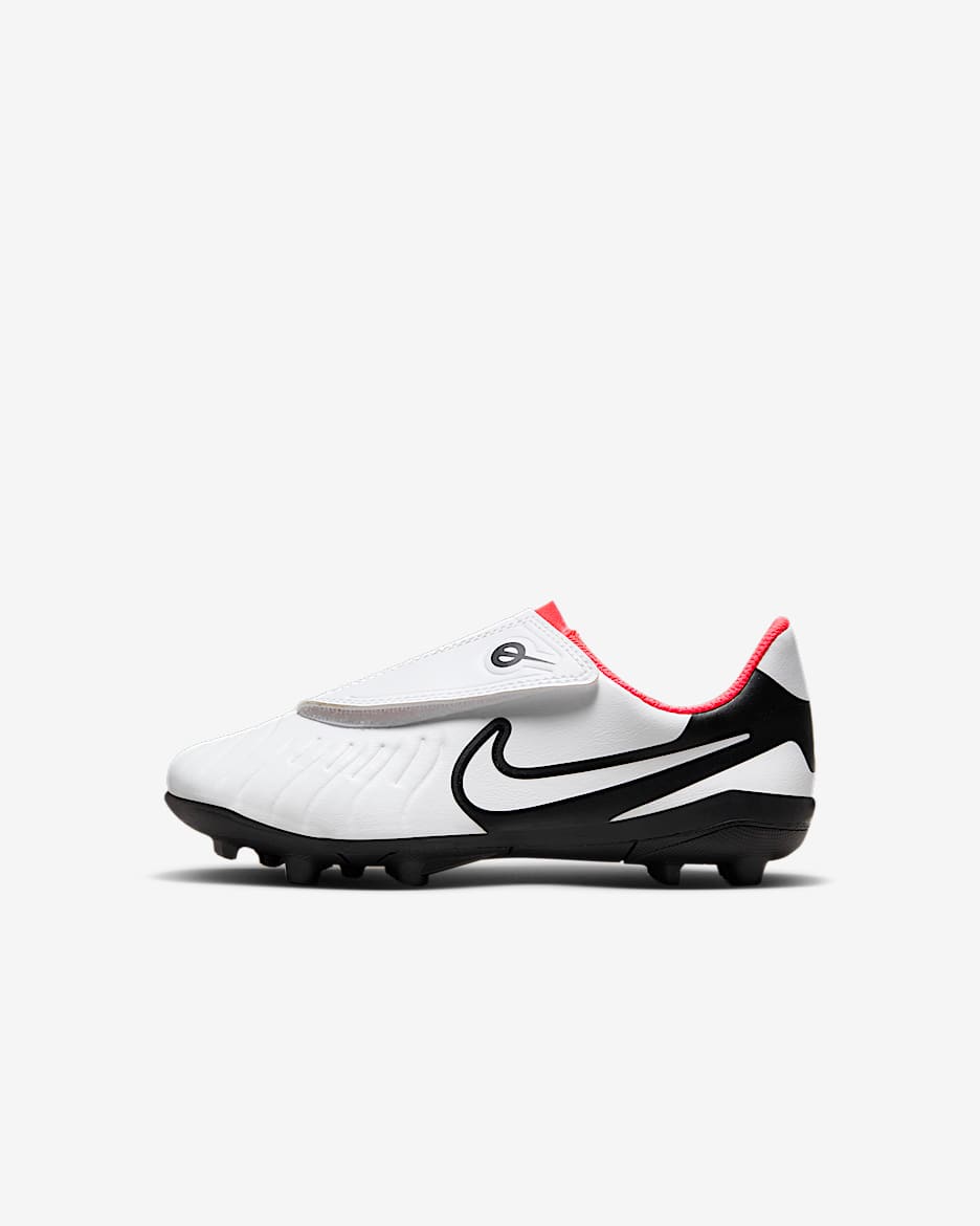 Nike Jr. Tiempo Legend 10 Club Little Kids' Multi-Ground Low Top Soccer Cleats - White/Bright Crimson/Black