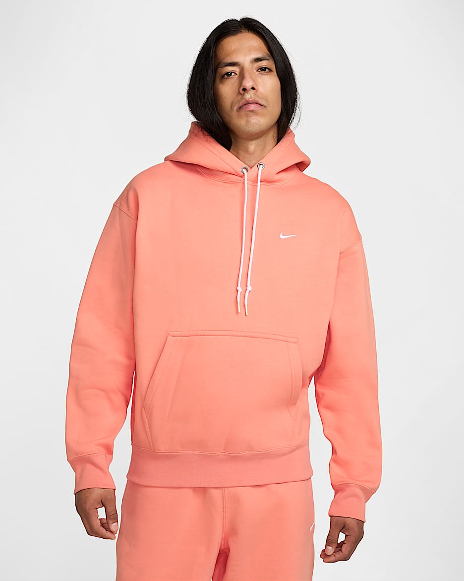 Sudadera con gorro sin cierre de tejido Fleece para hombre Nike Solo Swoosh - Ágata melocotón/Blanco