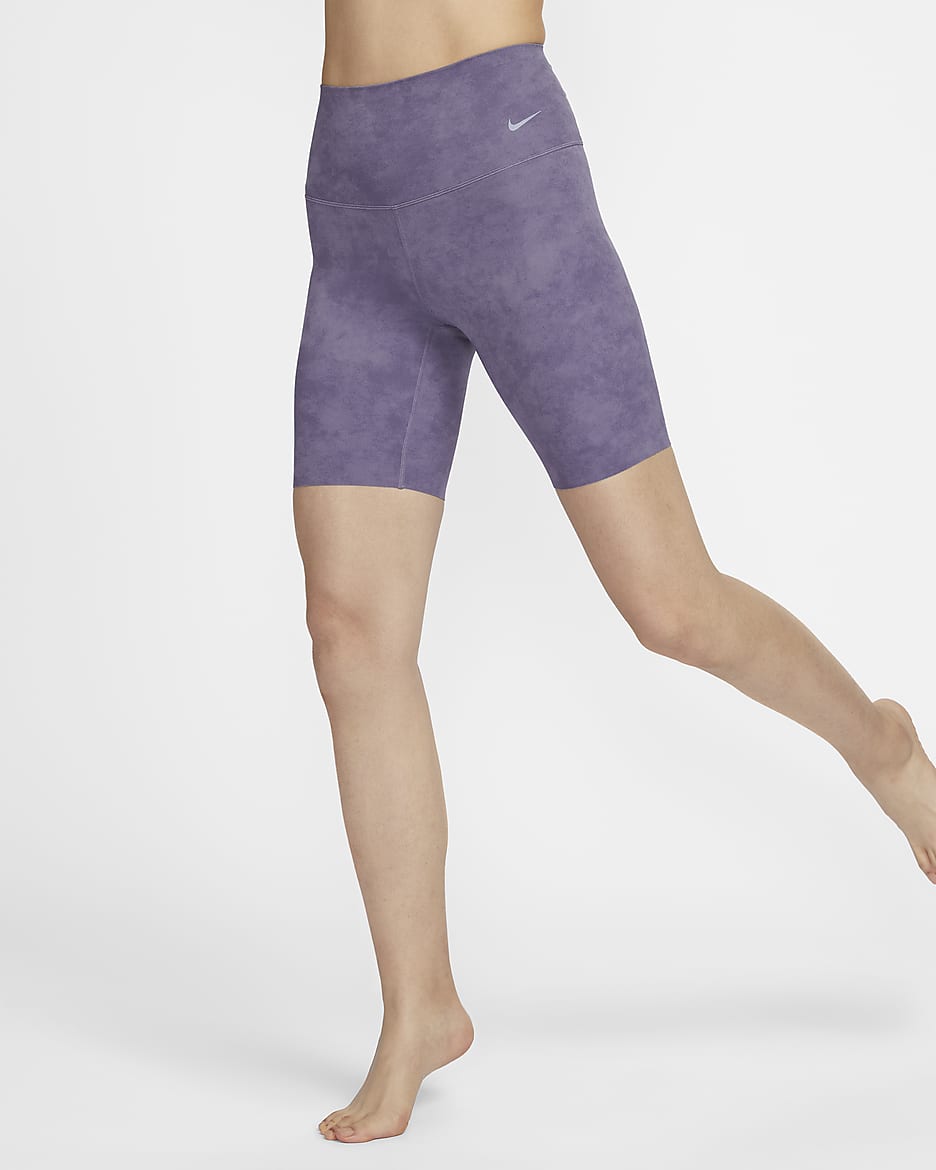 Nike Zenvy Tie-Dye Women's Gentle-Support High-Waisted 20cm (approx.) Biker Shorts - Daybreak/Black