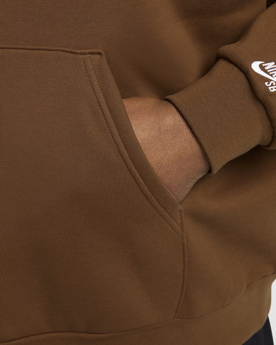 Nike SB Sudadera con capucha de skateboard de tejido Fleece - Light British Tan/Blanco