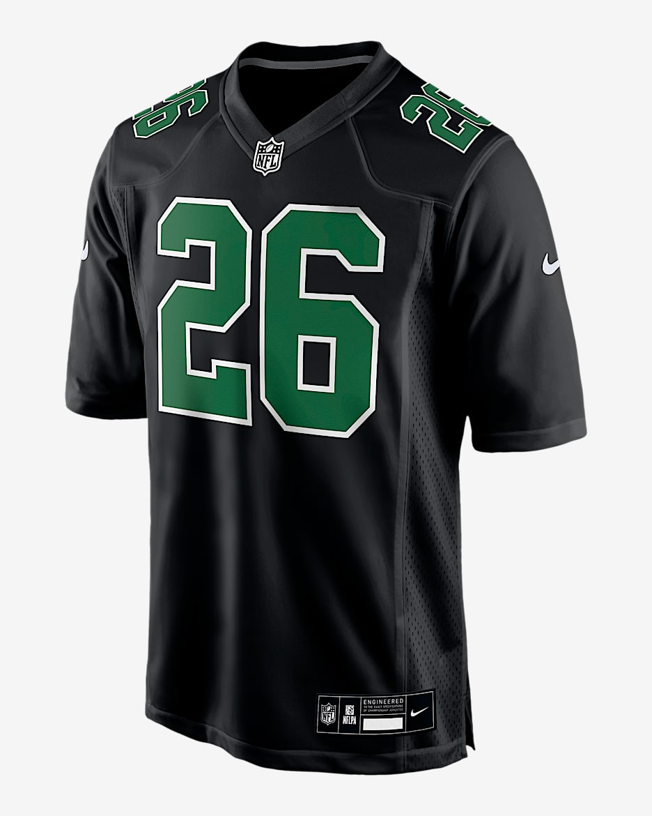 Jersey Nike de la NFL Game Fashion para hombre Saquon Barkley Philadelphia Eagles - Negro/Verde Kelly