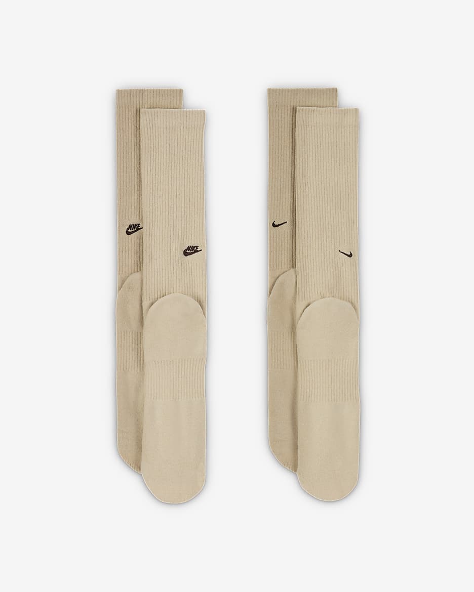 Nike Everyday Cushioned Crew Socks (2 Pairs) - Sanddrift/Earth