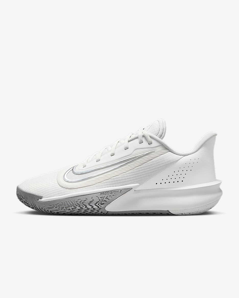 Buty do koszykówki Nike Precision 7 - Summit White/Particle Grey/Metallic Silver
