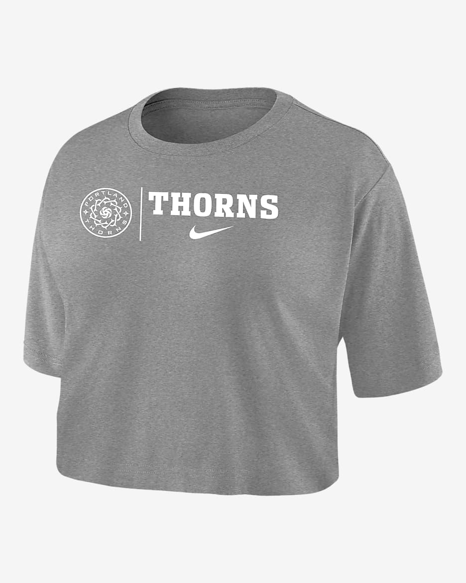 Portland Thorns Women's Nike Dri-FIT Soccer Cropped T-Shirt - Dark Grey Heather