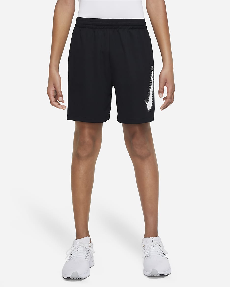 Nike Multi Dri-FIT treningsshorts med grafikk til store barn (gutt) - Svart/Hvit/Hvit