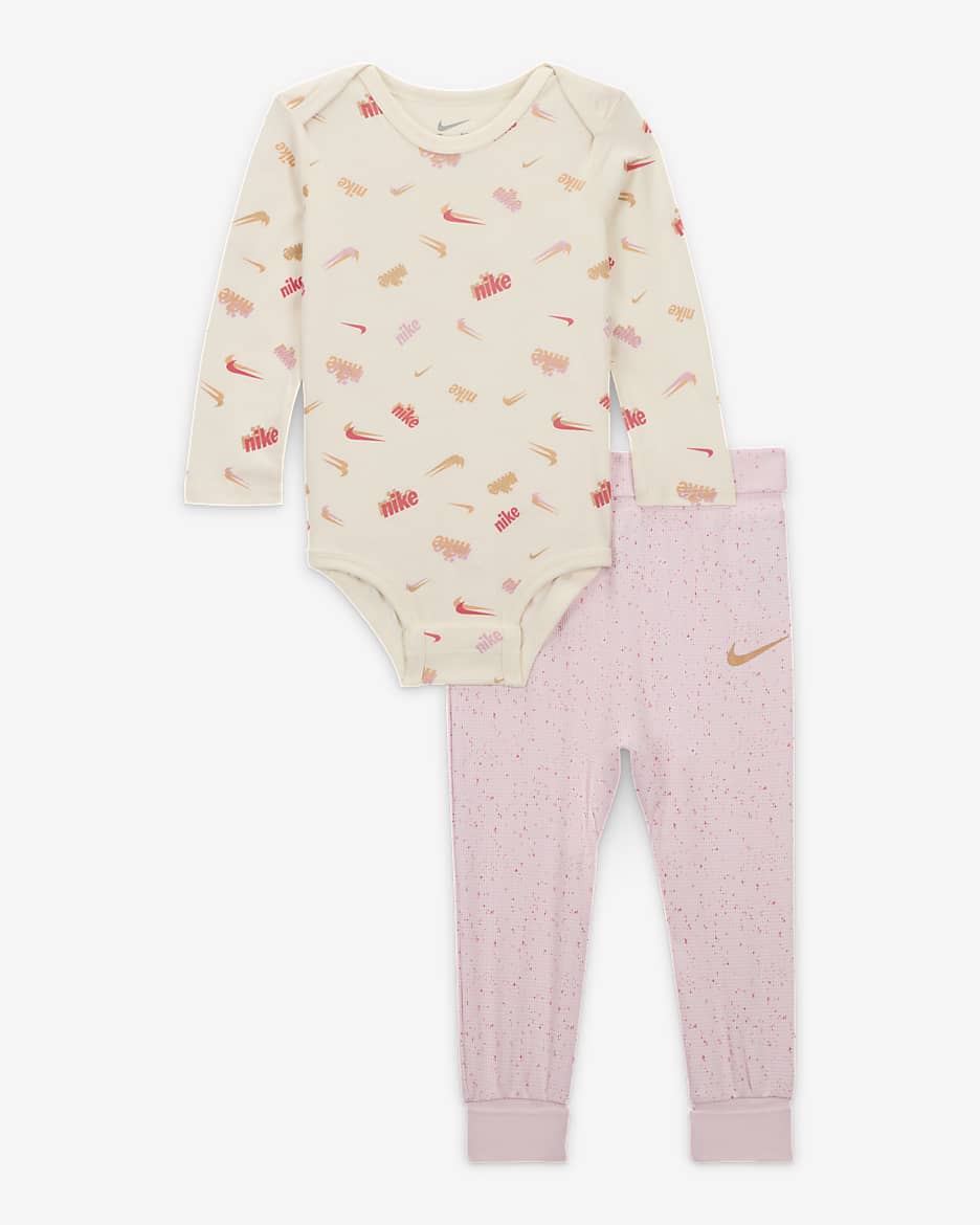 Conjunto de body de dos piezas para bebé (12 a 24 meses) Nike E1D1 - Espuma rosa