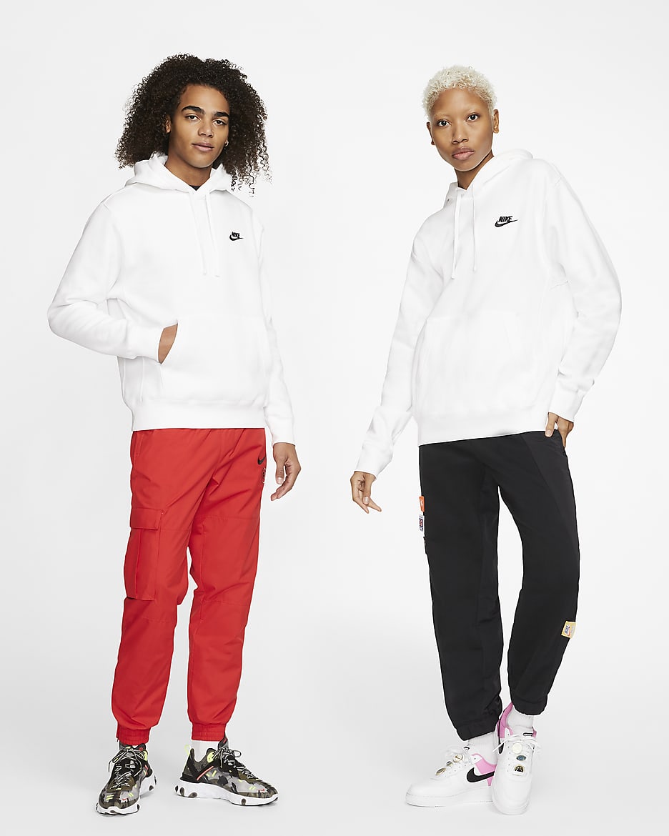 Nike Sportswear Club fleecehettegenser til herre - Hvit/Hvit/Svart