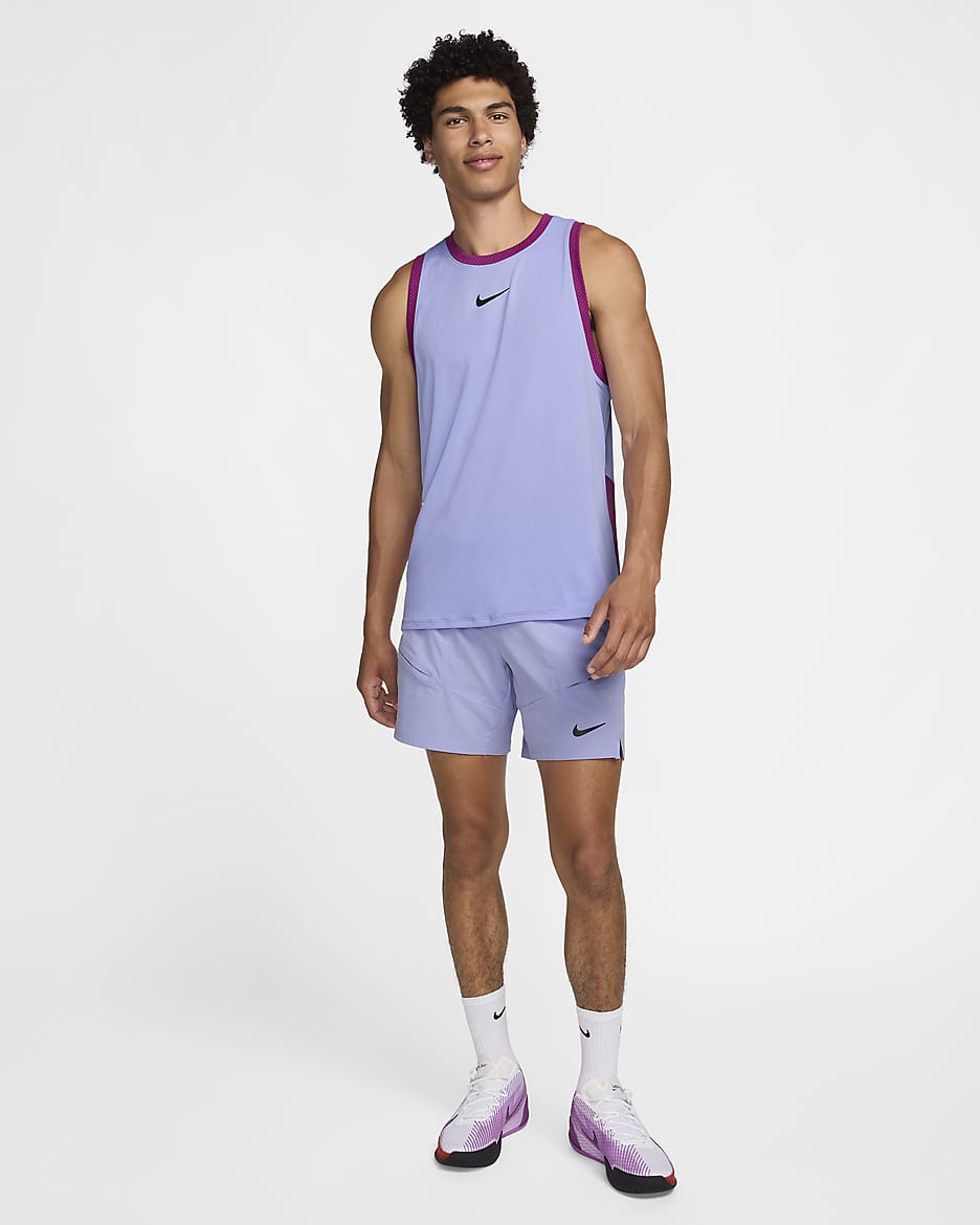 Calções de ténis de 18 cm Dri-FIT NikeCourt Advantage para homem - Roxo Pulse/Preto