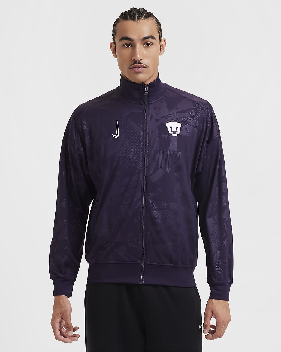 Chamarra Anthem de fútbol Nike Dri-FIT para hombre Pumas UNAM Academy Pro alternativa - Morado dinastía/Blanco