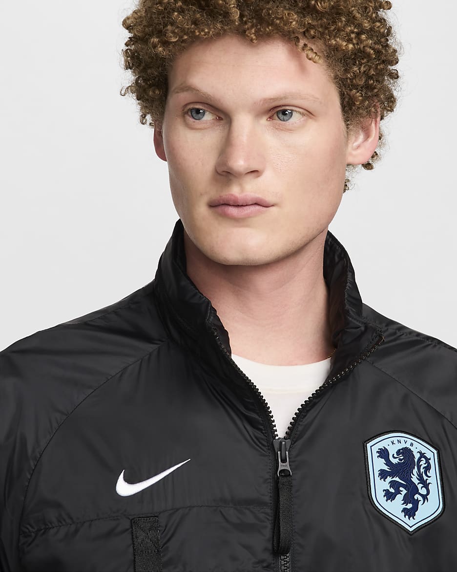 Netherlands Men's Nike Football Halo Jacket - Black/White