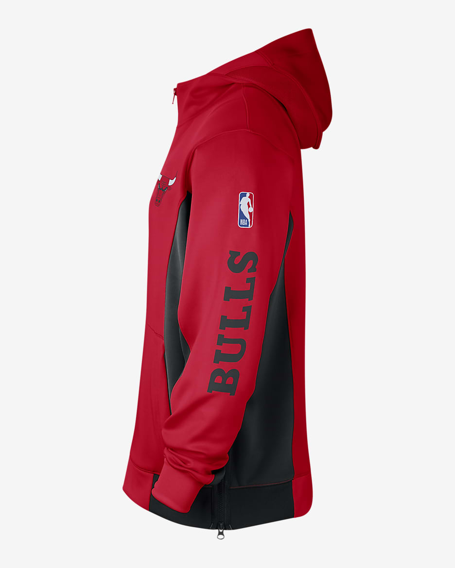 Felpa con cappuccio e zip a tutta lunghezza Chicago Bulls Showtime Nike Dri-FIT NBA – Uomo - University Red/Nero/Nero/Bianco