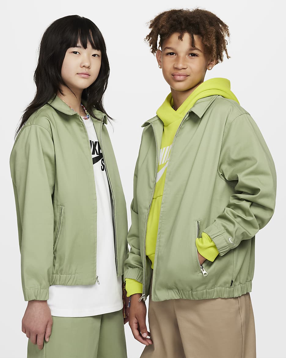 Nike SB Big Kids' Skate Coaches Jacket - Oil Green/Jade Horizon