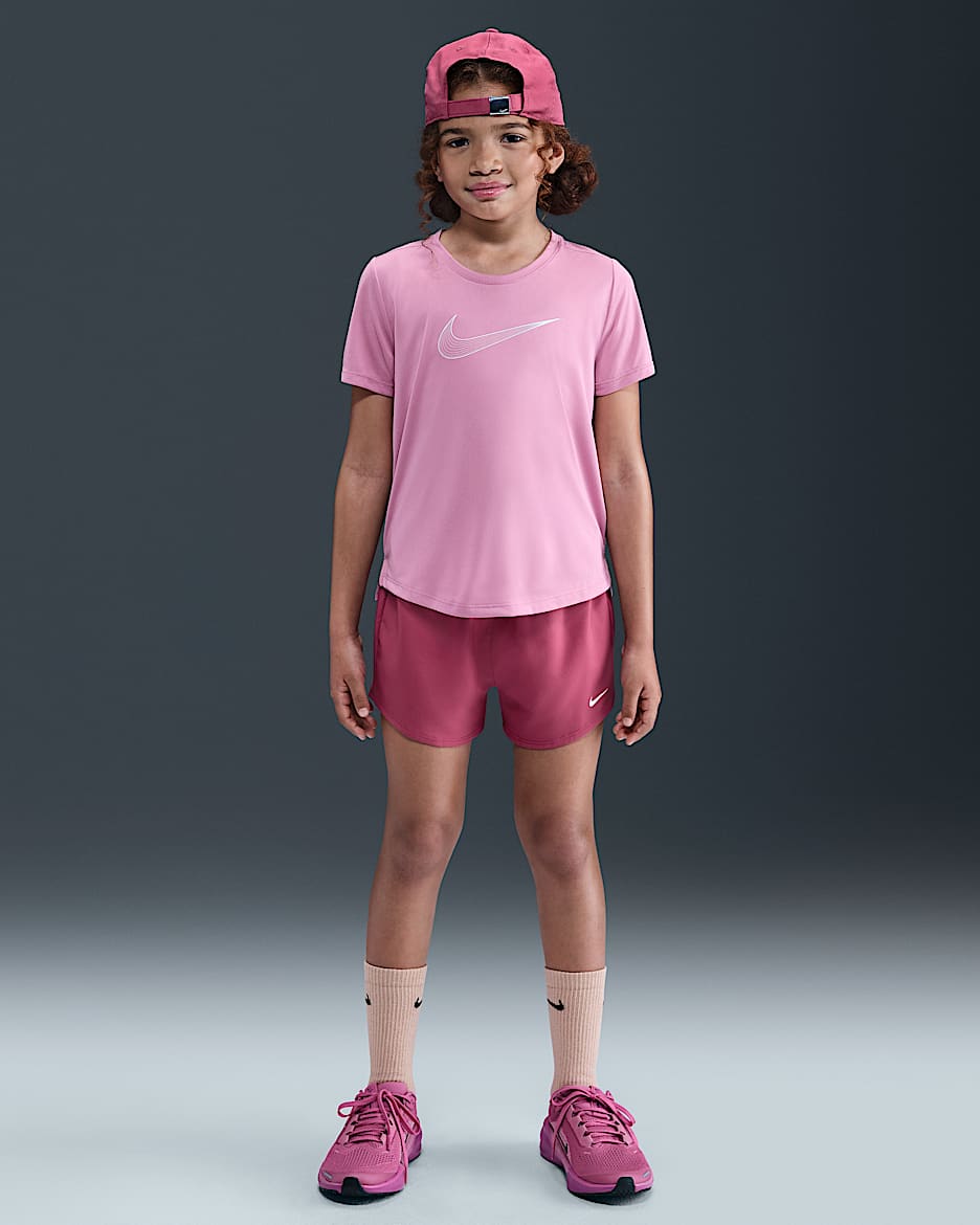 Nike One Big Kids' (Girls') Dri-FIT High-Waisted Woven Training Shorts - Sweet Beet/White
