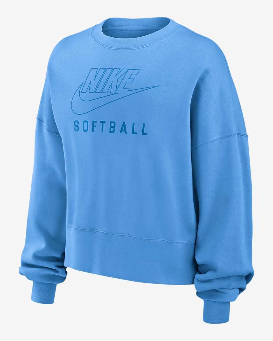 Nike Phoenix Fleece Women's Softball Crew-Neck Sweatshirt - University Blue