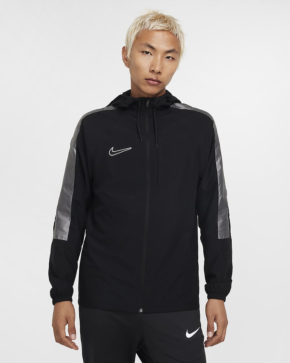 Nike Academy Men's Water-Repellent Hooded Soccer Jacket - Black/Black/White/White