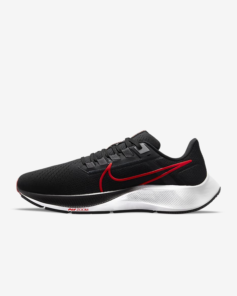 Calzado de running en carretera para hombre Nike Pegasus 38 - Negro/Gris humo oscuro/Gris partícula/Carmesí claro