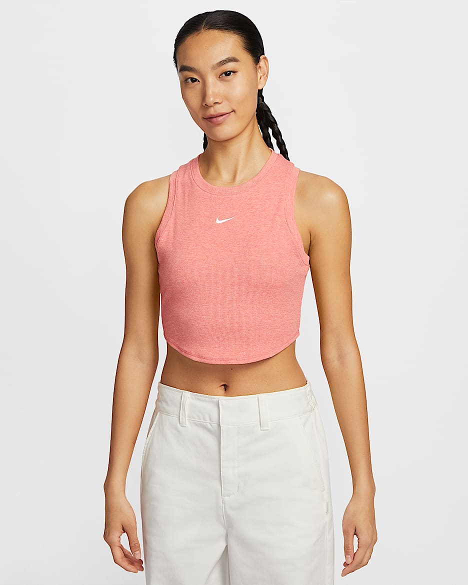Nike Sportswear Essentials 女款羅紋短版背心 - Magic Ember/Heather/Sail