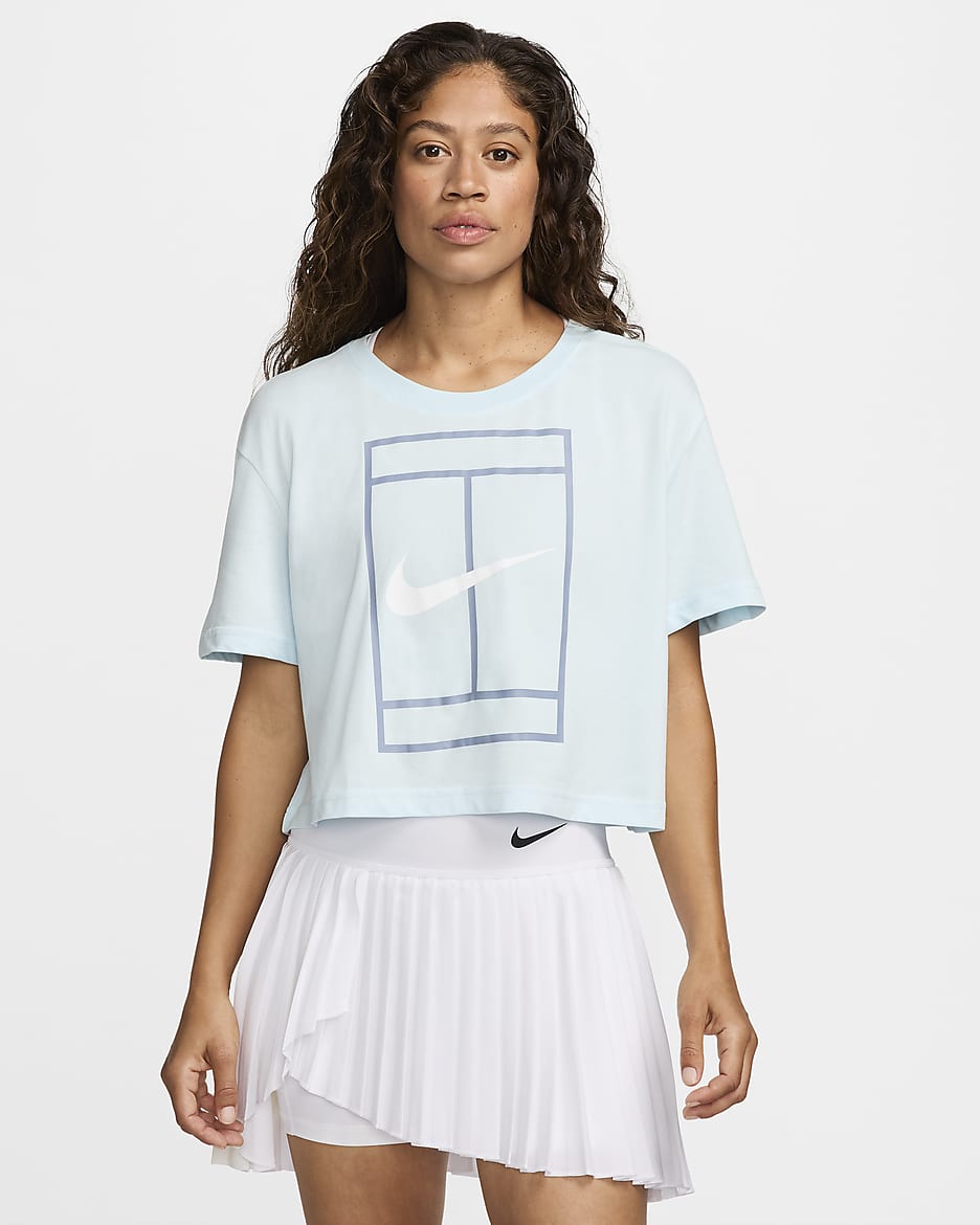 Playera de manga corta Dri-FIT cropped para mujer Nike Heritage - Azul glacial