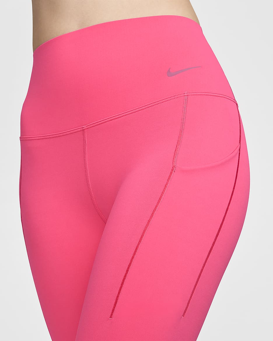 Nike Universa Women's Medium-Support High-Waisted 7/8 Leggings with Pockets - Aster Pink/Black