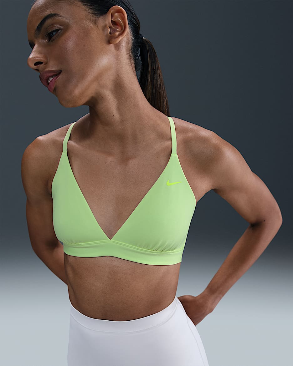 Bra deportivo de triángulo de baja sujeción sin almohadilla para mujer Nike Form - Voltio ligero/Voltio ligero/Hielo volt