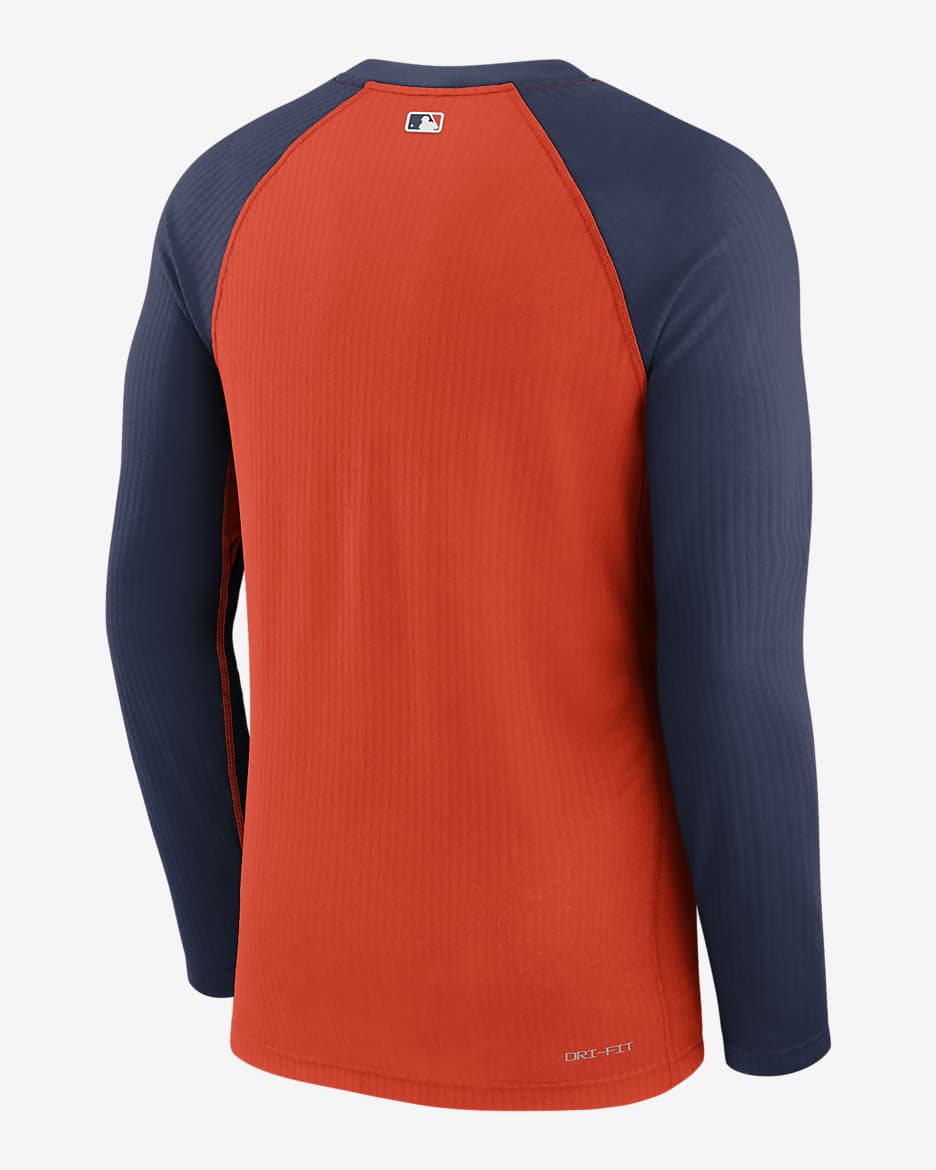 Nike Dri-FIT Game (MLB Houston Astros) Men's Long-Sleeve T-Shirt - Orange/Navy