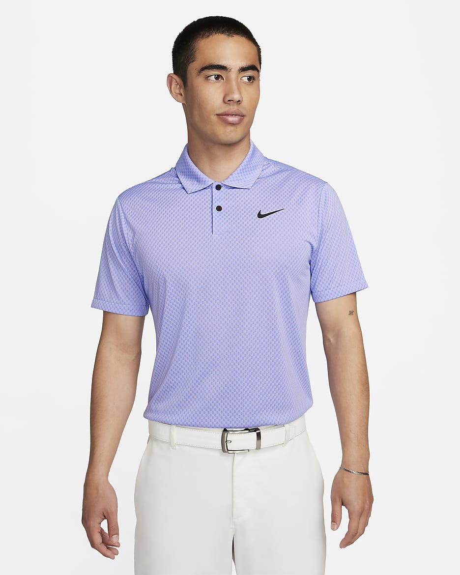 Nike Tour Men's Dri-FIT Golf Polo - Rush Fuchsia/Lilac Bloom/Light Photo Blue/Black