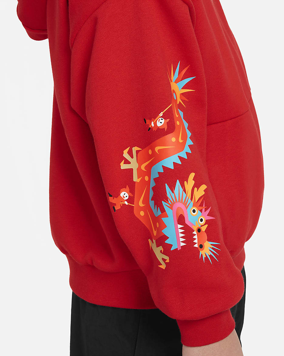 Nike Sportswear Icon Fleece "Lunar New Year" Big Kids' Hoodie - University Red