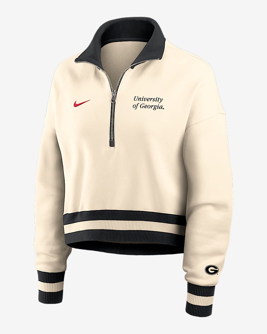 Georgia Legacy Women's Nike College Cropped 1/4-Zip Crew - Tan/Beige